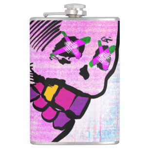 Calavera Totenkopf pGeek NFT Kunst Pink Purpur Flachmann
