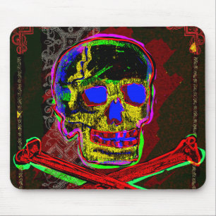Calavera Totenkopf pGeek NFT Kunst Rot Schwarz Bla Mousepad
