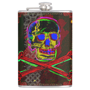 Calavera Totenschädel pGeek NFT Kunst Rot Schwarz Flachmann