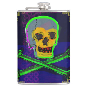 Calavera Totenschädel pGeek NFT Kunst Weiß Gold Gr Flachmann