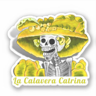 Calavera Yellow Dia De Los Muertos Aufkleber