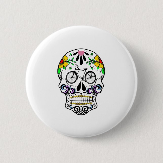 Calavera - Zuckerschädel-Kreuzer-Fahrrad Button (Vorderseite)