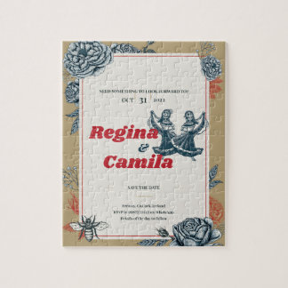 Calaveras (Lesben) Einladung zur Hochzeit (Farbe 4 Puzzle