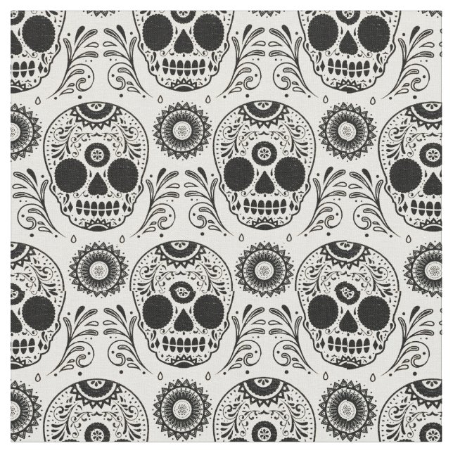 Calaveras - Skulls - Dia De Los Muertos Stoff (Nahaufnahme)