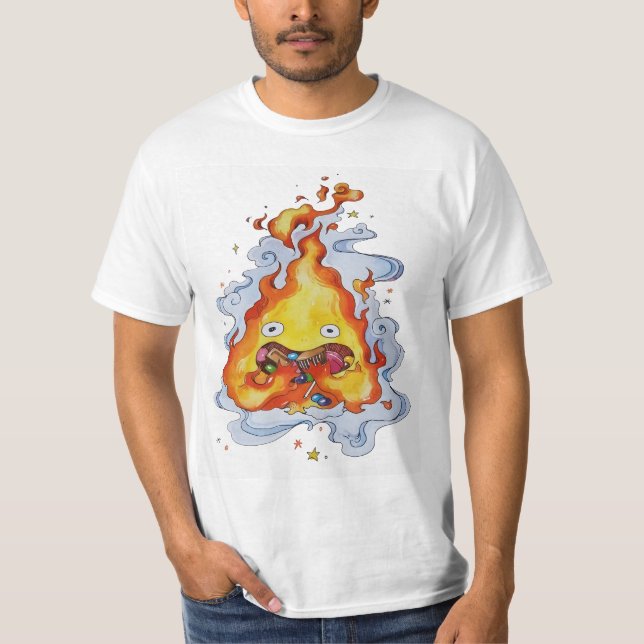 Calcifer fire niedlich T-Shirt (Vorderseite)