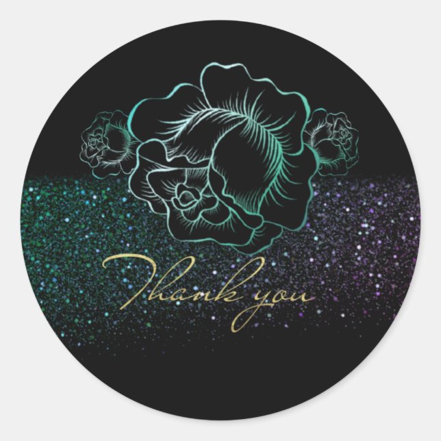 Calcomanía redonda con rosas y purpurina runder aufkleber (Vorderseite)