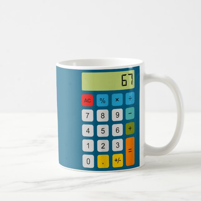 Calculator 67 Six Seven Funny Math Meme  Kaffeetasse (Rechts)