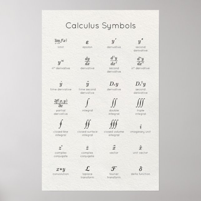 Calculus Symbols Poster (Vorne)