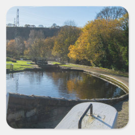 Calder and Hebble Navigation: Salterhebble Locks Quadratischer Aufkleber