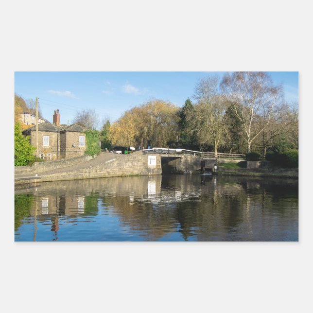 Calder and Hebble Navigation: Salterhebble Locks Rechteckiger Aufkleber (Vorderseite)
