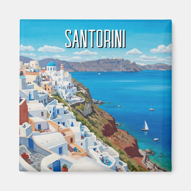 Caldera View Santorini Griechenland Cyclades Trave Magnet (Vorne)