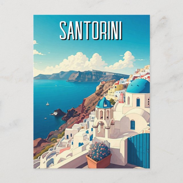 Caldera View Santorini Griechenland Cyclades Trave Postkarte (Vorderseite)