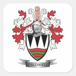 Caldwell Familienwappen-Wappen Quadratischer Aufkleber