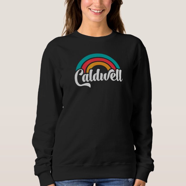 CALDWELL ID Retro-Schrift mit Regenbogen 6 Sweatshirt (Vorderseite)