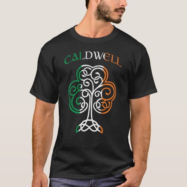 CALDWELL Irish Name Kleeblatt Ireland Flaggenfamil T-Shirt (Vorderseite)
