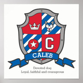 Caleb boys C name bedeutet Red Blue Wappen Poster