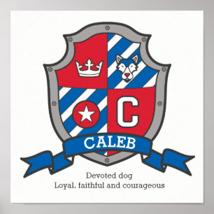 Caleb boys C name bedeutet Red Blue Wappen Poster