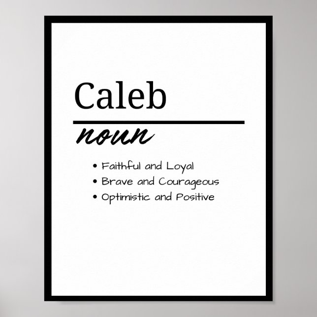 Caleb, Definition des personalisierten Boy-Namens Poster (Vorne)