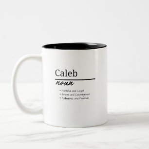 Caleb, Definition des personalisierten Boy-Namens Zweifarbige Tasse