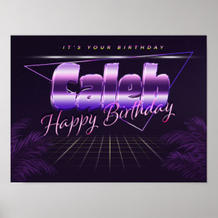 Caleb Name Vorname lila retro Poster Geburtstag
