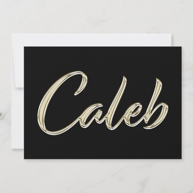 Caleb Name white gold Handwriting Karte (Vorderseite)