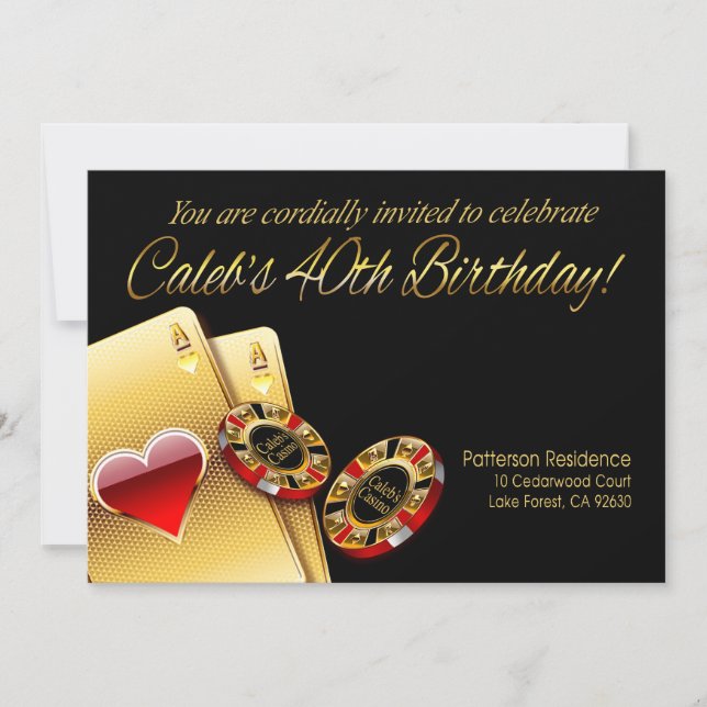 Caleb's Casino Party FRAGTE MIR, NAMEN IN CHIPS ZU Einladung (Vorderseite)