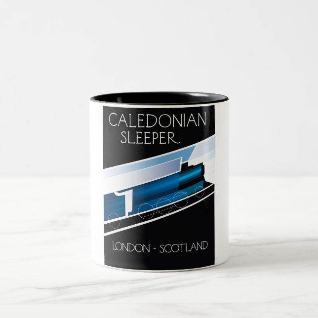 Caledonian Sleeper London Schottland Reiseplakat Zweifarbige Tasse (Mittel)