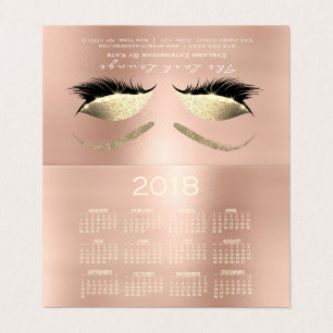 Calendar 2018 Schönheitssalon Lashes Rose Eyes Visitenkarten