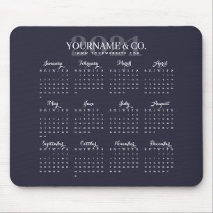 Calendar 2021 Business Name Navy Gray Mousepad