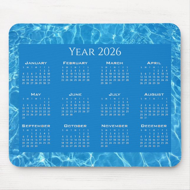 Calendar blue water texturiert mousepad (Vorne)