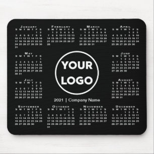 Calendar Business Logo on Black 2021 Mousepad