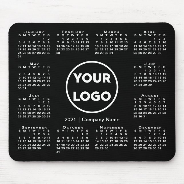 Calendar Business Logo on Black 2021 Mousepad (Vorne)