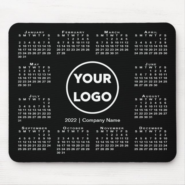 Calendar Business Logo on Black 2022 Mousepad (Vorne)