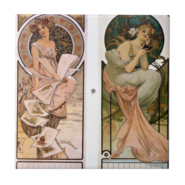 Calendar Champagne - Alphonse Mucha Fliese (Vorderseite)