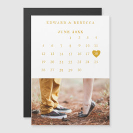 Calendar Elegantes Gold Foto Hochzeit Sichern Sie  Magneteinladung