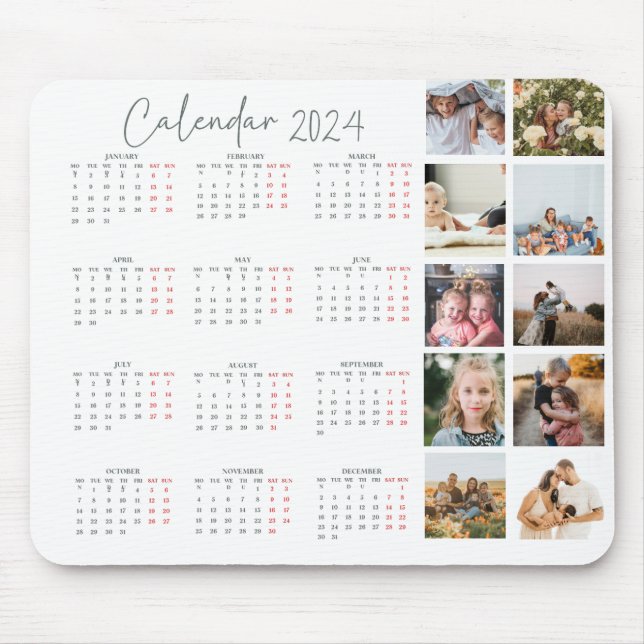Calendar-Foto-Collage-Skript trendy minimalistisch Mousepad (Vorne)