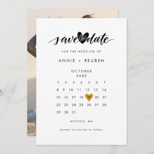 Calendar Foto Gold Liebe Herz Save the Date