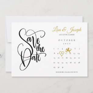 Calendar Gold Cupid Liebe Herz Save the Date Einladung