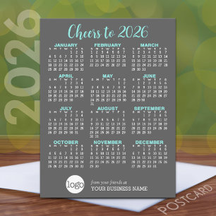 Calendar Gray Aqua Business Logo - Urlaub Postkarte