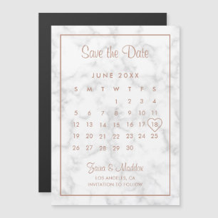 Calendar Moderne MarmorRose Gold Save the Date Magneteinladung