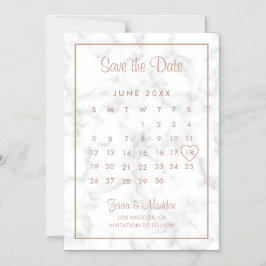 Calendar Moderne MarmorRose Gold Save the Date Magneteinladung