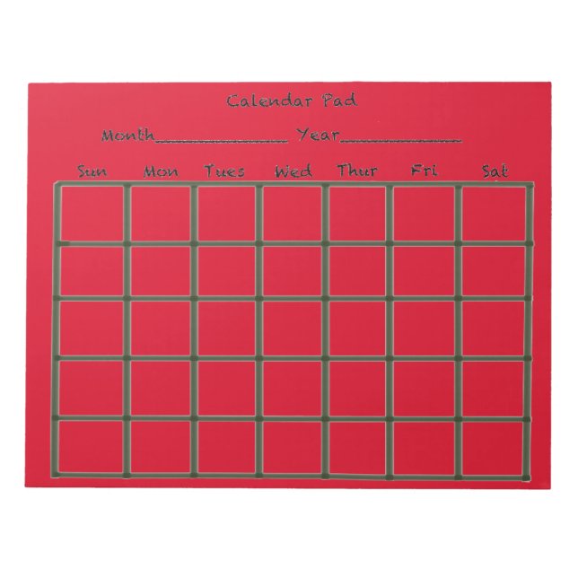 Calendar Pad Red Notizblock (Vorderseite)