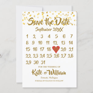 Calendar Save the Date Gold Liebe Herzklopfen Conf