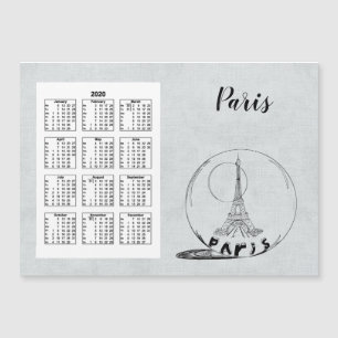Calendar Travel City Full Year 2020 Paris Magnetkarte