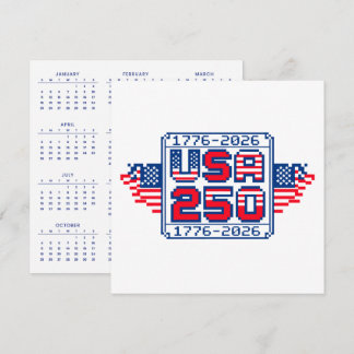 Calendar USA 250 – 1776 to 2026 Pixel Art Feiertagskarte