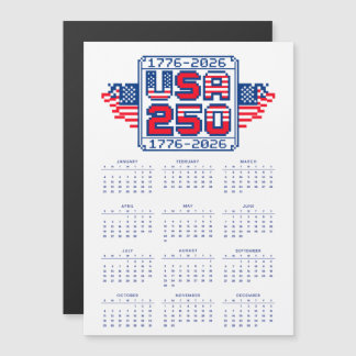 Calendar USA 250 – 1776 to 2026 Pixel Art Magnetkarte