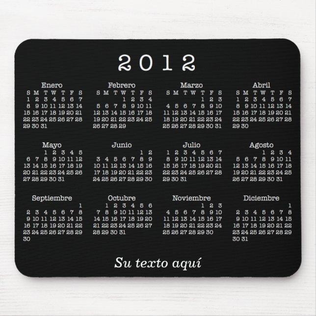 Calendario 2012 Españoles Mousepad (Vorne)