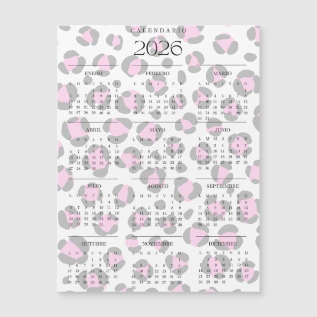 Calendario leopardo  magnetkarte (Vorderseite)