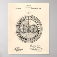 Calender Clock 1885 Patent Art Old Peper