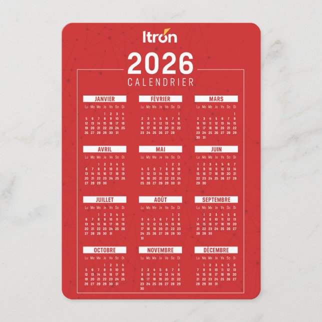 Calendrier 2026 Rouge Français Begleitkarte (Vorderseite)